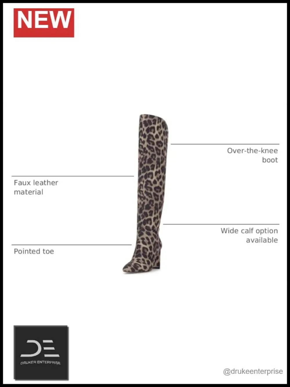 Faux Leather Over-the-Knee Boots Block Heel Zip Pointed Toe